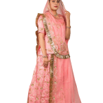 Peach Bamber Satin Aari Sequins Work Poshak Set (Unstitched) | Pure Georgette Odhna | Jaipurio Ethnic Wear
